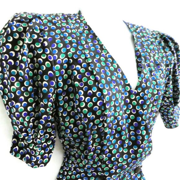 SiLK Adrianna Papell Dress Pure Silk Wrap Puff Sleeves Double Breasted Belted S - Picture 7 of 11